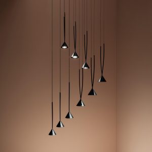 Matte Black Funnel Pendant Light