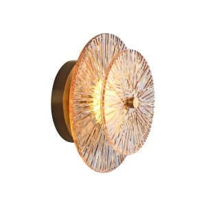 Ribbed glass brass wall light