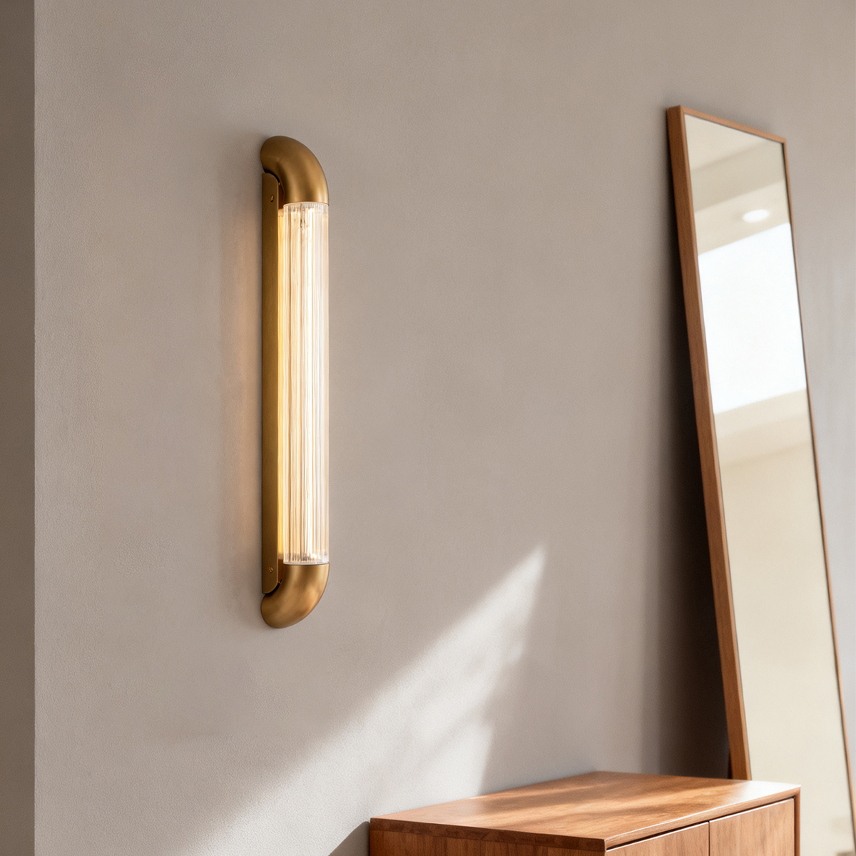 Art Deco Wall Light with Linear Striped Glass Shade 5 Art Deco Wall Light with Linear Striped Glass Shade - Image 5