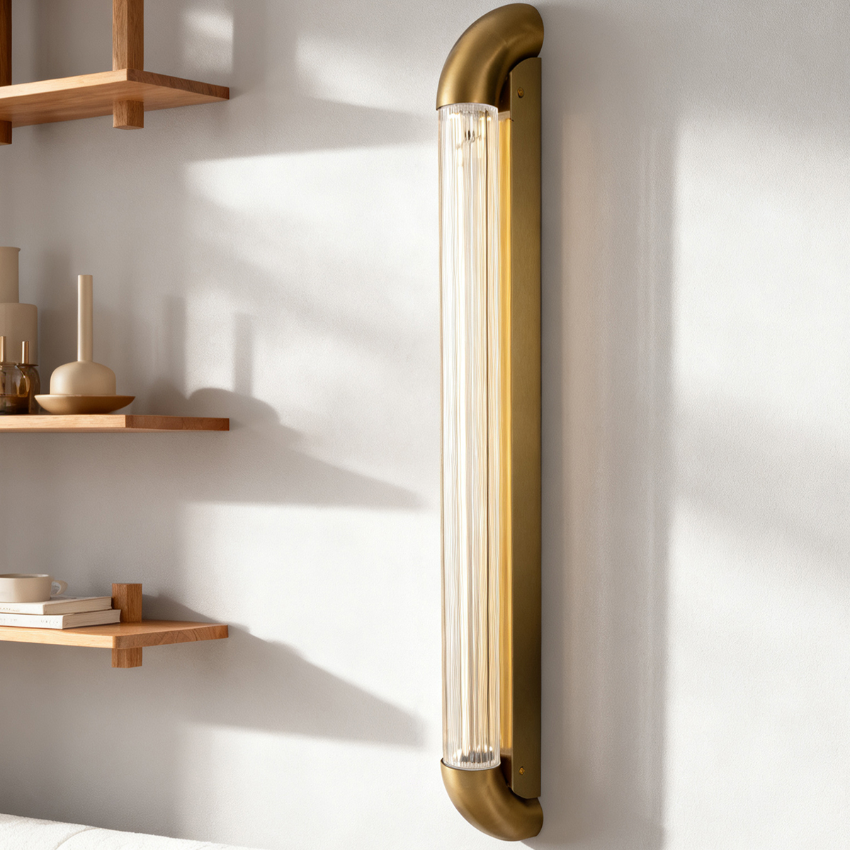 Art Deco Wall Light with Linear Striped Glass Shade 7 Art Deco Wall Light with Linear Striped Glass Shade - Image 7