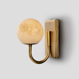 Modern Brass Curved Arm Sconce