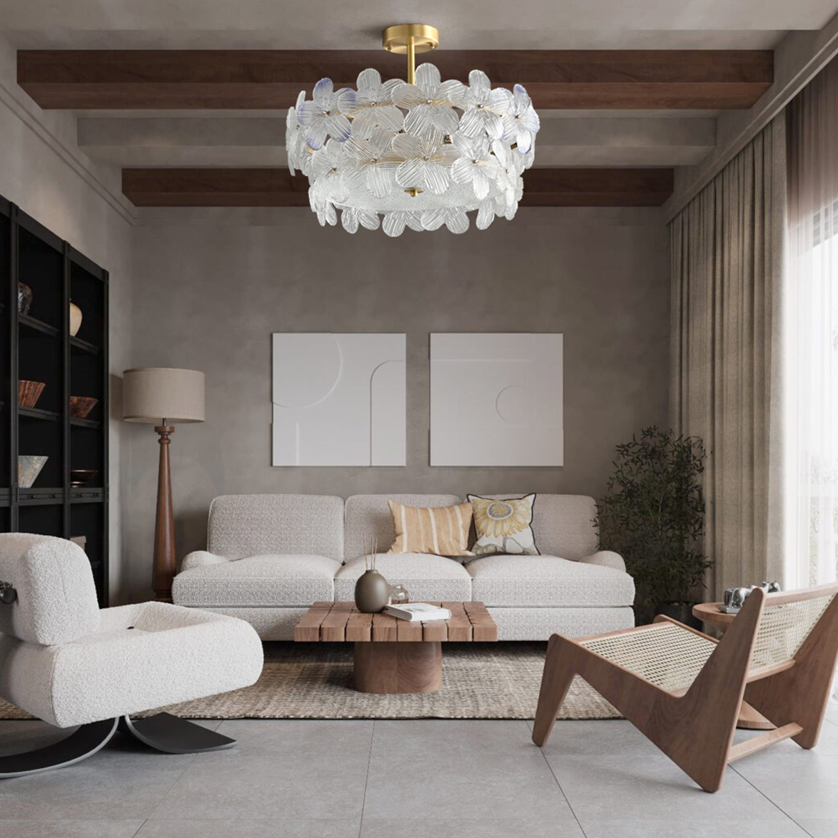 Blossoming Elegance: Modern Luxury Flush Mount Flower Chandelier 6 Blossoming Elegance: Modern Luxury Flush Mount Flower Chandelier - Image 6