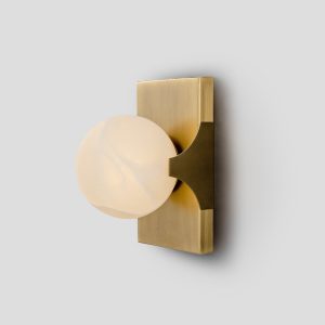 Organic Marble Disc Sconce with Brushed Brass Hardware