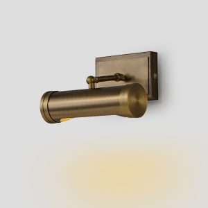 Antique brass picture light wall sconce with adjustable cylinder head